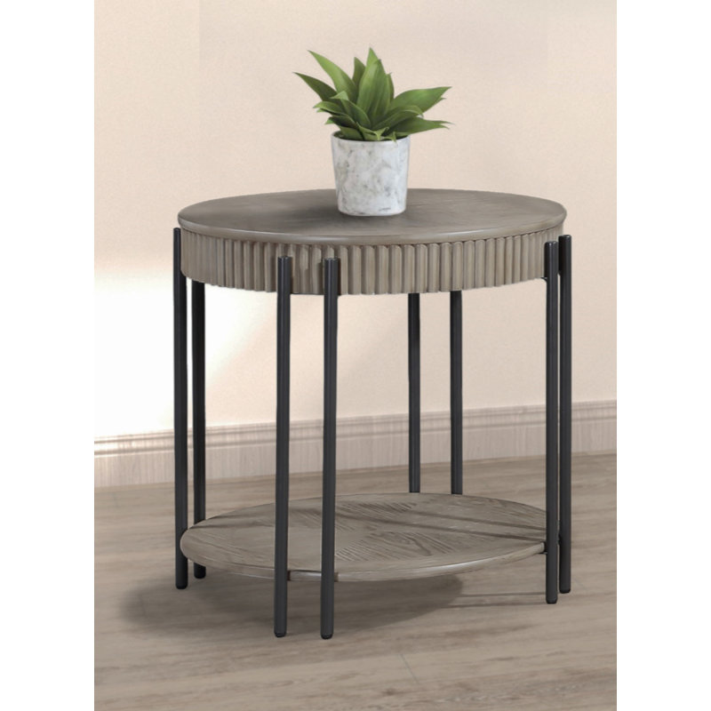 17 Stories 1Pc Contemporary Round End Table With Storage Shelf / Living ...